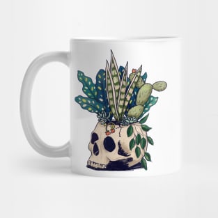 Plants Growing from a Skull Mug